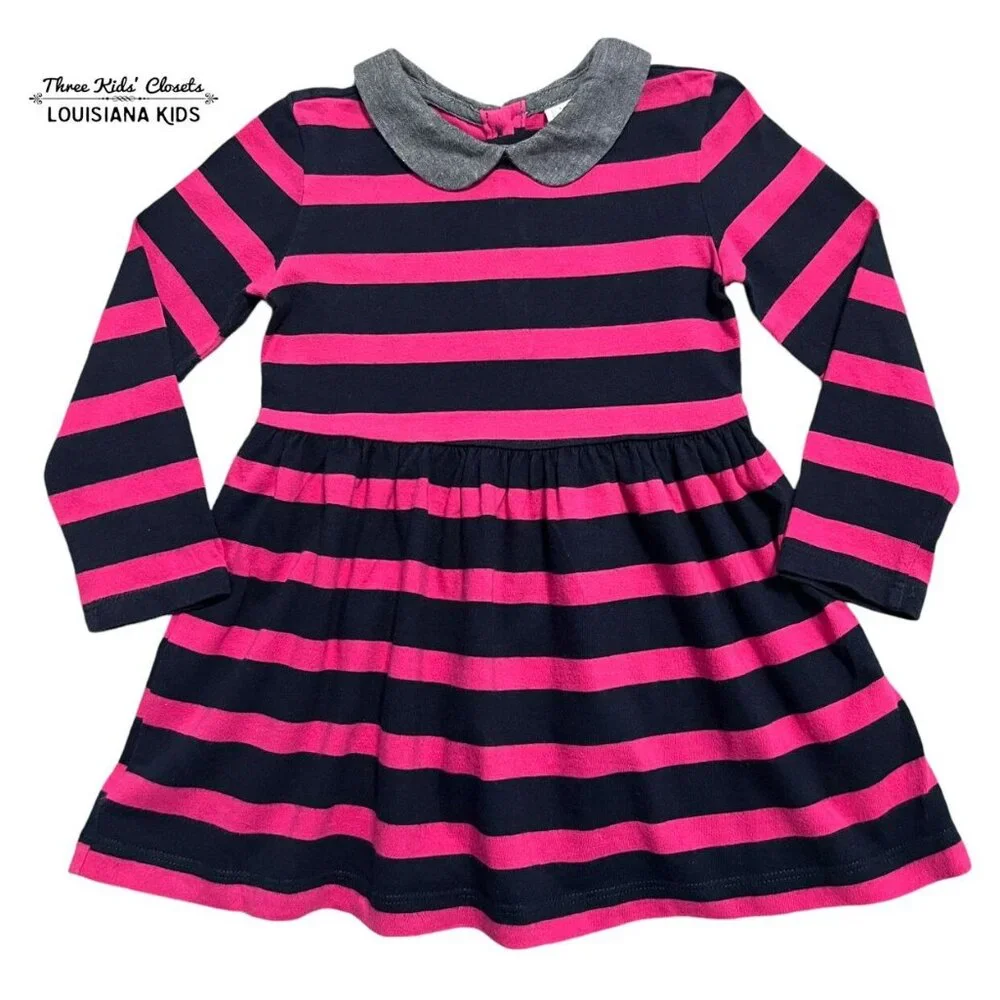 Baby Gap 12-18m Pink & Navy Striped Dress